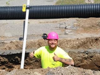 Mr. Moon installing drainage