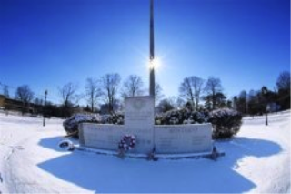 Monument Covered in Snow